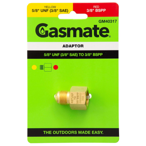 GASMATE ADAPTOR 5/8" UNF (3/8"SAE) to 3/8" BSPP (at manifold)