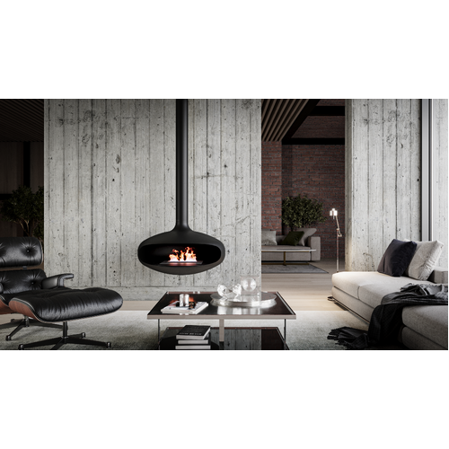 Icon Fires The Iconic 900 Hanging Model Ethanol Fireplace - Matt Black