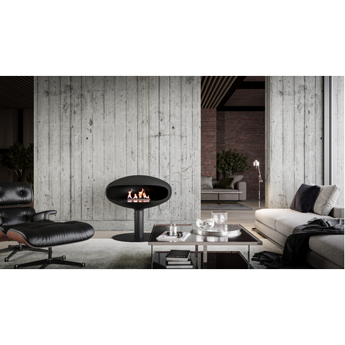 Icon Fires The Iconic 900 Pedestal Ethanol Fireplace - Matt Black