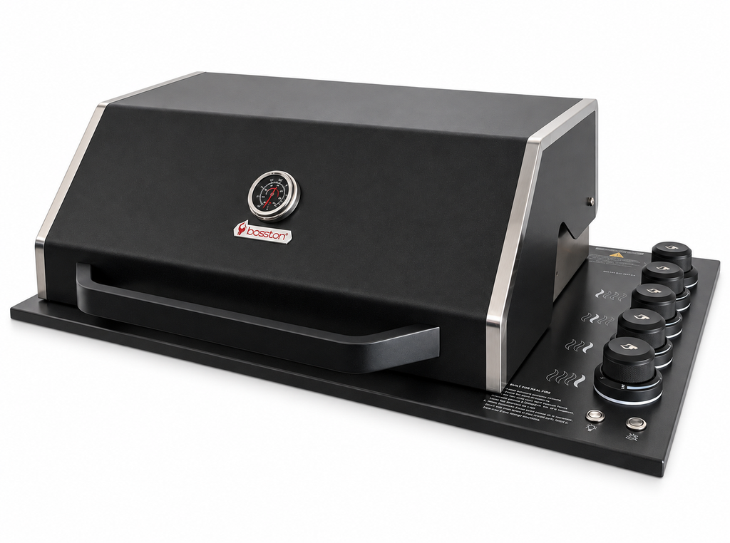 Bossworx Drop in Black BBQ, 4 Burner with Infrared Sear Burner