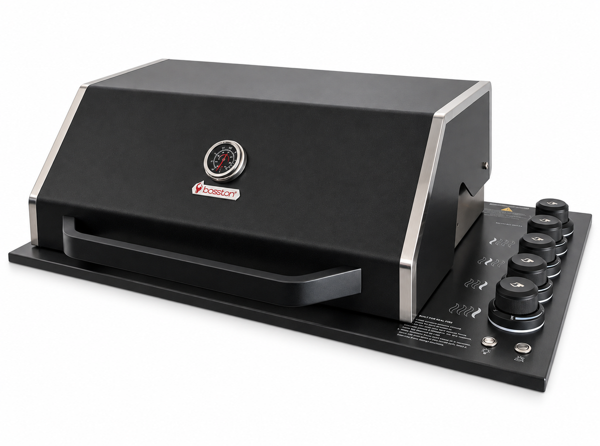 Bossworx Drop in Black BBQ, 4 Burner with Infrared Sear Burner