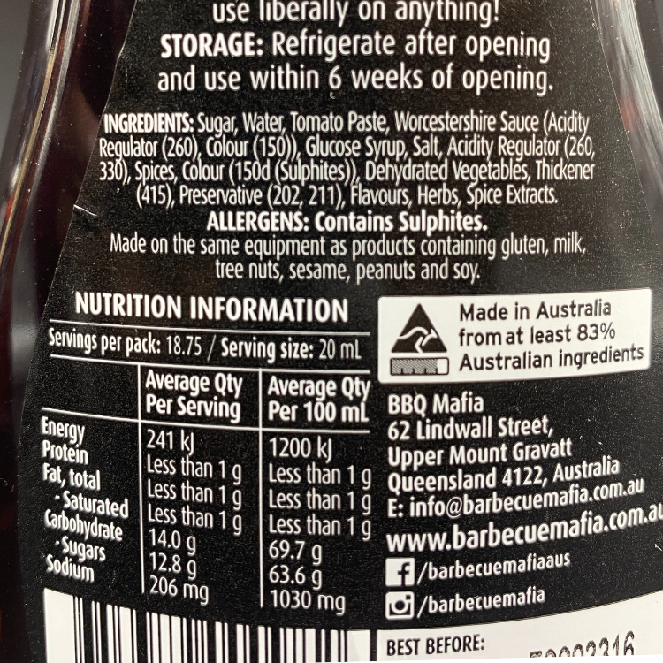 Barbeque Mafia - The Don BBQ Sauce 375ml Squeeze Bottle