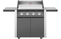 Beefeater 1600 Series Dark 4 Burner BBQ & Trolley w/ Side Burner, Cast Iron Burners & Grills