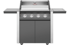 Beefeater 1600 Series Dark 4 Burner BBQ & Trolley w/ Side Burner, Cast Iron Burners & Grills