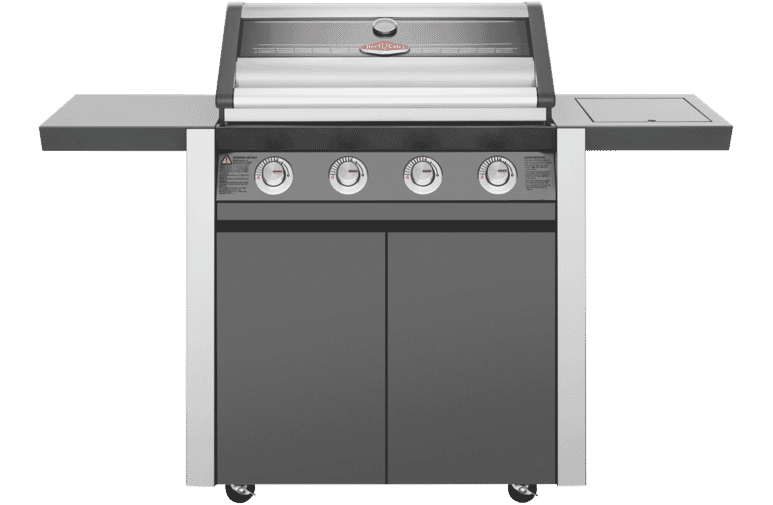 Beefeater 1600 Series Dark 4 Burner BBQ & Trolley w/ Side Burner, Cast Iron Burners & Grills