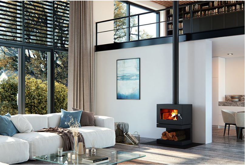 Blaze B600 Radiant/Convection Wood Heater on Cantilever Base w/remote fan