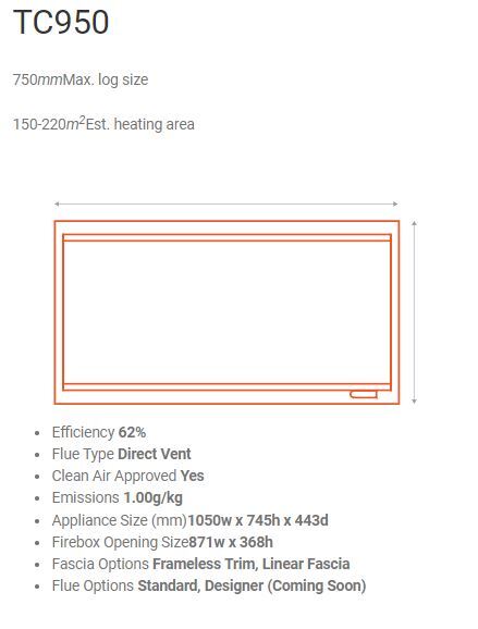 Escea TC950 Inbuilt Wood Fire
