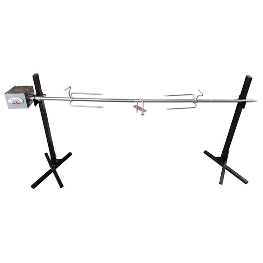 Flaming Coals Heavy Duty Portable Camping Spit Roaster w 60kg Motor and Roast Skewer