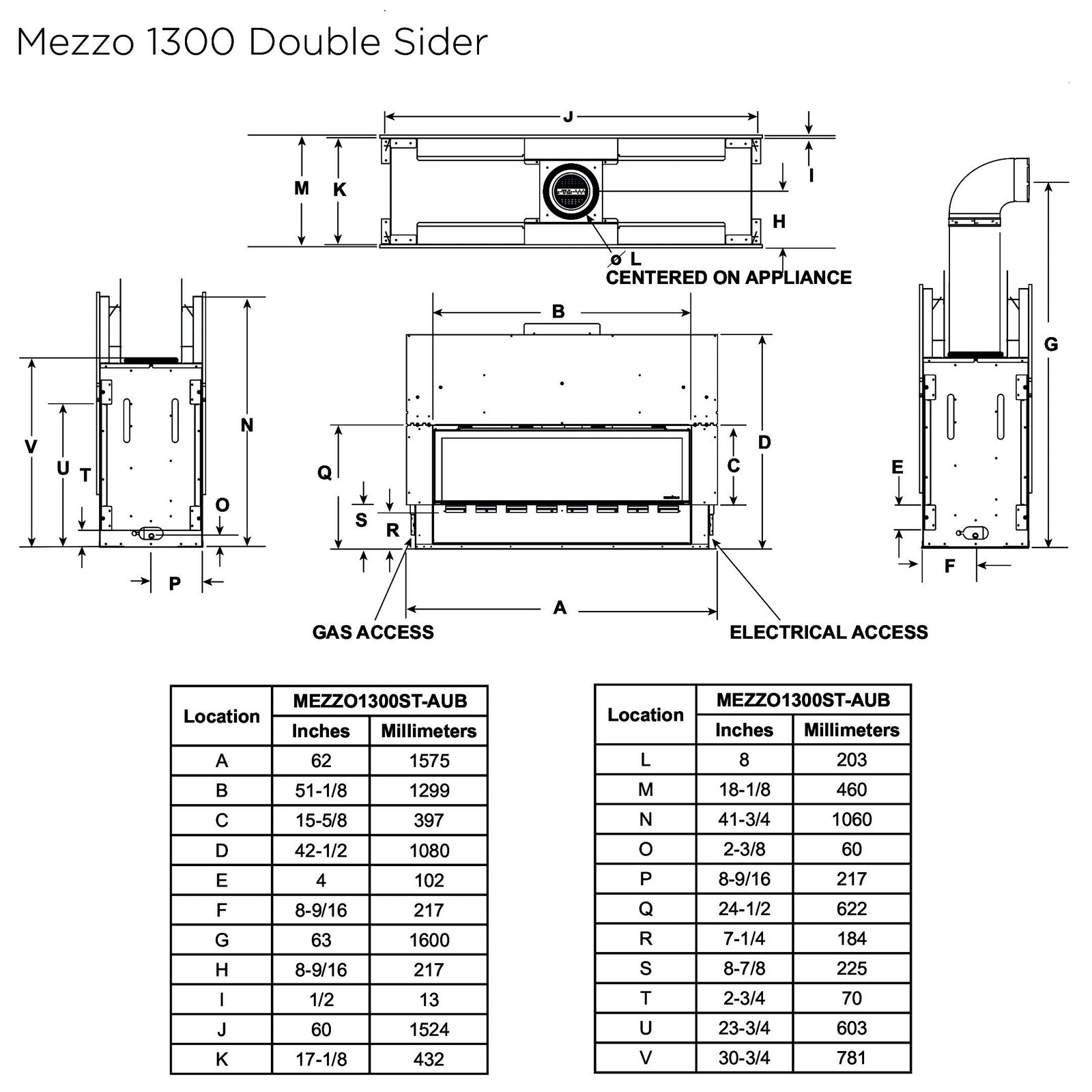 Heat & Glo See Through Mezzo 1300 Fire LPG