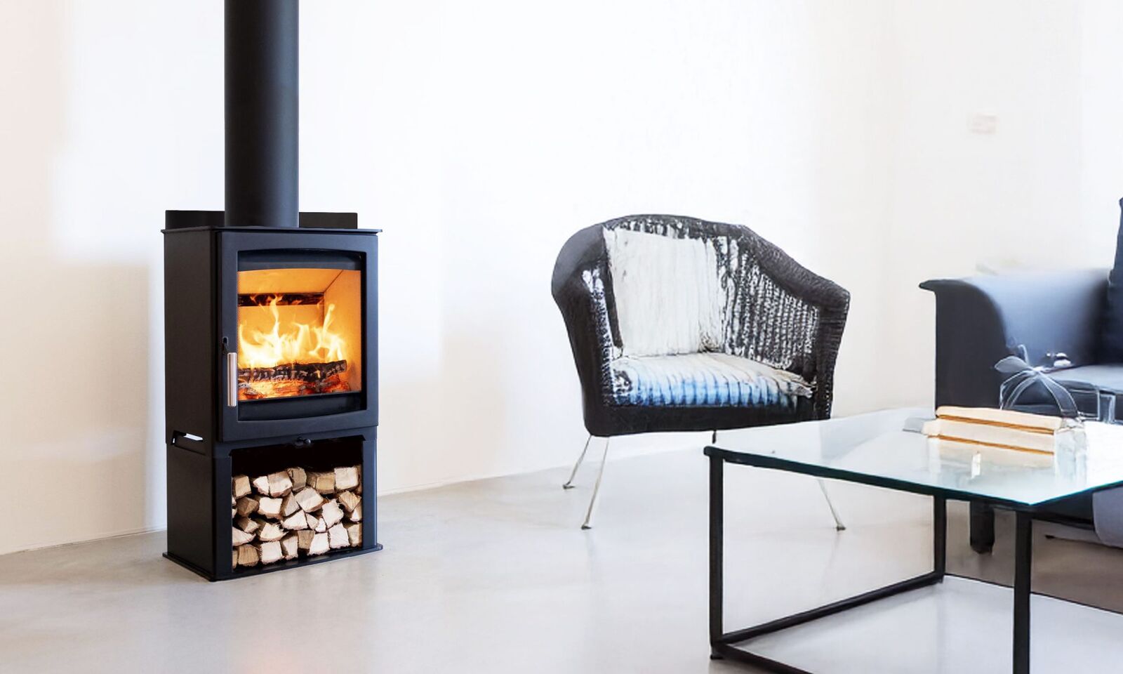 Hunter Stoves - Parkway Aspect 5 Eco Fireplace | Standard Legs & Black Handle