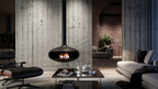 Iconic 900 Hanging Ethanol Fireplace - Matt Black
