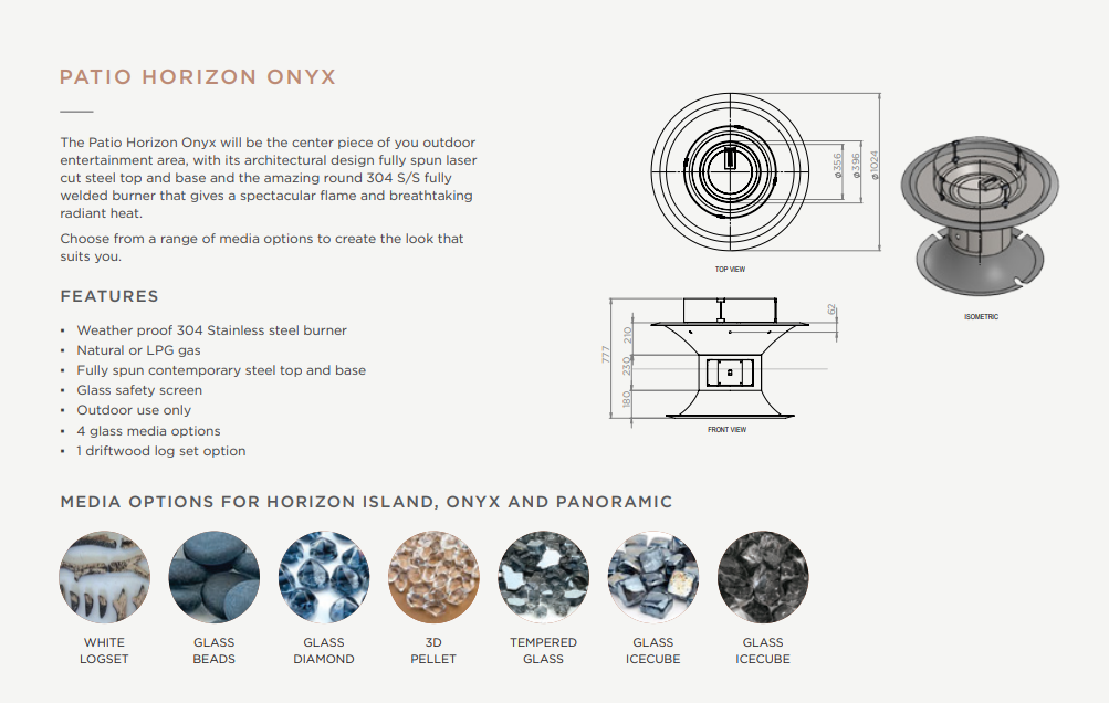 Patio Horizon Onyx - Round Base