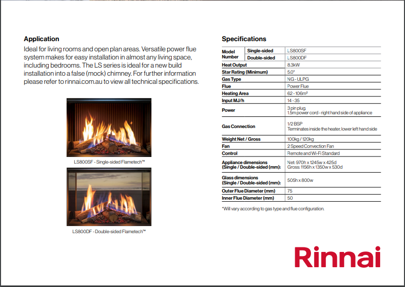 Rinnai LS 800 Double Sided LPG