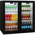 Schmick Black Bar Fridge 2 Door With Heated Glass And Triple Glazing Model Sk190-b