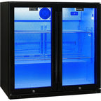 Schmick Black Bar Fridge 2 Door With Heated Glass And Triple Glazing Model Sk190-b
